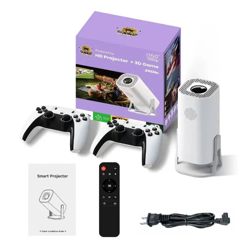 RUSMR New S40 ultra mini intelligent projector: 720P gaming projector, Android 11, WiFi, 8GB and classic Ps1 console support